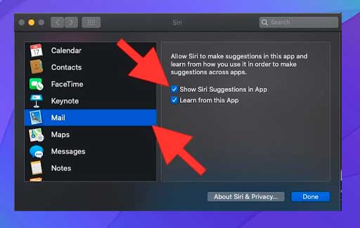 Mostrar sugerencia de Siri en el correo
