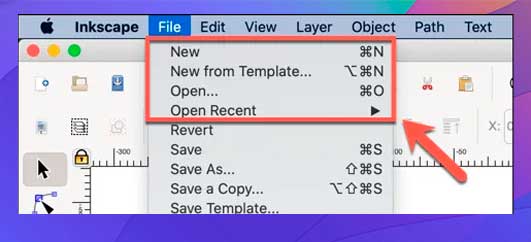 Para abrir un archivo de imagen en Inkscape, pulse Archivo > Abrir