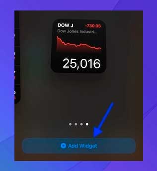 Presione la opción Agregar widget