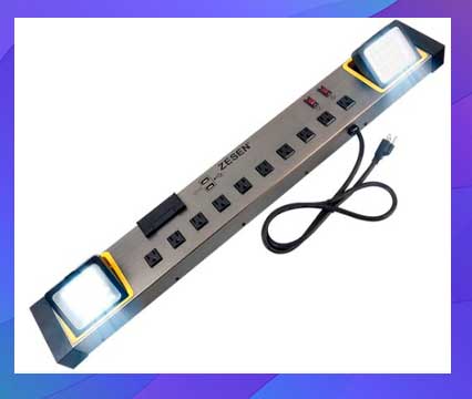Protector De Sobretensión ZESEN 10 Tomacorrientes Con Luces De Trabajo LED