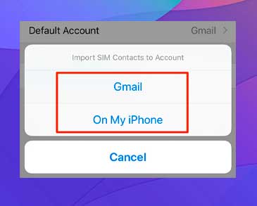 Seleccione dónde desea guardar los contactos importados