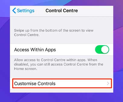 Seleccione la opción Personalizar controles.
