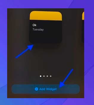 Toca Agregar widget
