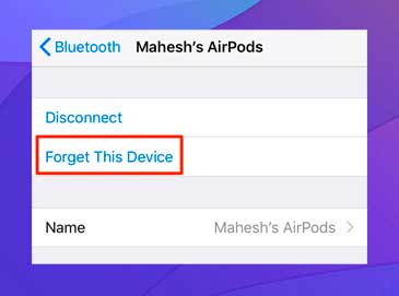 Toca Olvidar este dispositivo para desvincular los AirPods