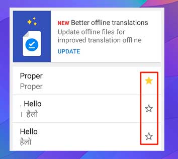 Verás tu historial de traducciones