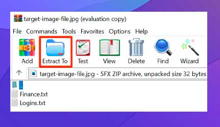 clic en el botón Extraer a para extraer archivos