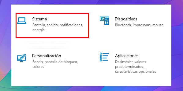 configuración del sistema.