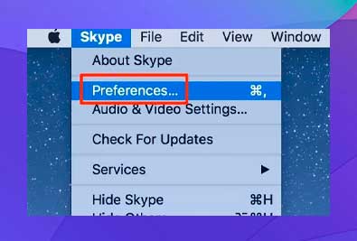 en el menu skype seleccione Preferencias