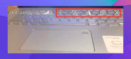 en vcam tienes funciones como encender y apagar la linterna