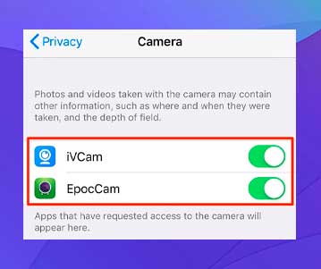 habilita la opcion de vcam y epoccam