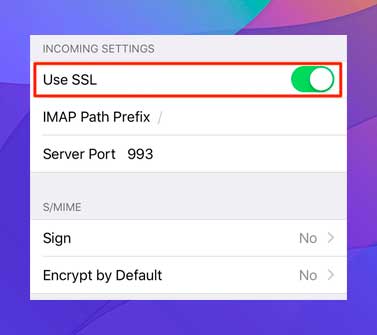 habilite la opción que dice Usar SSL