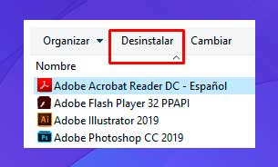 haga clic en Desinstalar