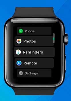 la vista de lista de watchOS,