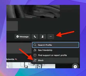 pon su nombre de Facebook en la barra de búsqueda