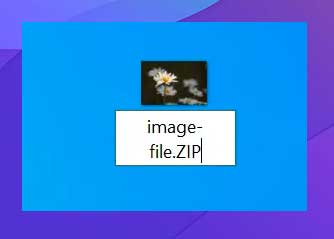 seleccione Cambiar nombrey cambie la extensión a ZIP