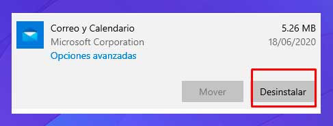 seleccione el botón Desinstalar
