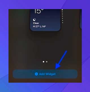 seleccione el tamaño preferido y luego toque en Añadir widget