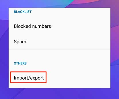 toca la opción Importar/exportar.