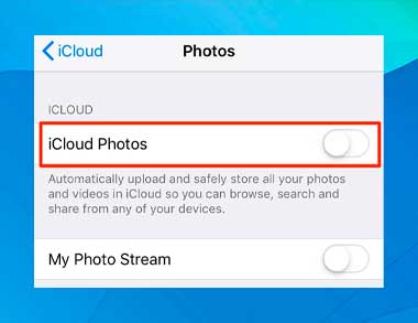 Activa la opción Fotos de iCloud
