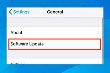 Toca la opción Actualización de software