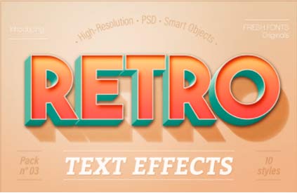 Pack de efectos de texto retro para Photoshop