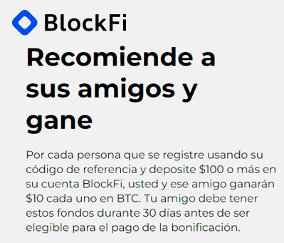 Incentivos de referencia de amigos de BlockFi programa de afiliados
