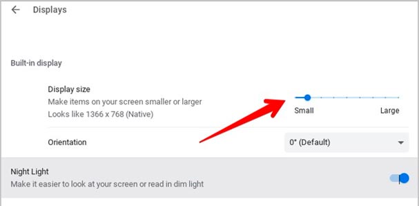 Cambiar el tamaño de la pantalla en chromebook