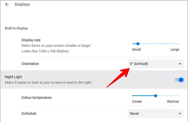 Desactiva la rotación chromebook