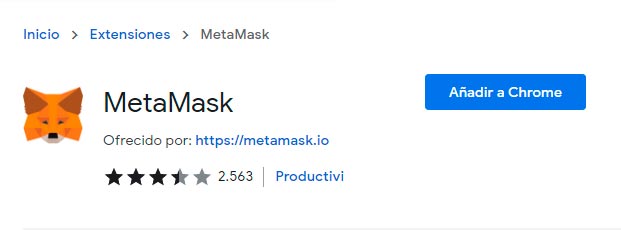 Instala la extensión de Chrome de MetaMask