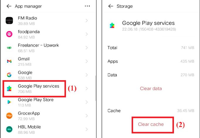 servicio de google play borrar cache