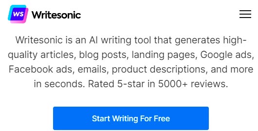 Writesonic mejores software de escritura de IA (Inteligencia Artificial)